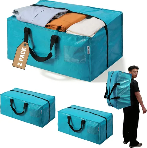 Vista 24 de WORKPRO 1 paquete de bolsas de mudanza extra grandes con cremalleras y asas de transporte, correas de mochila, bolsa de almacenamiento resistente