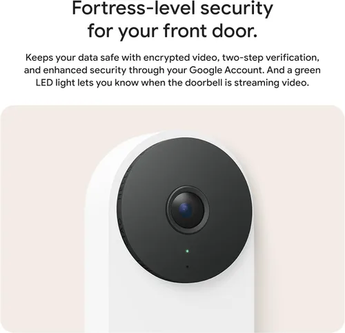 Vista 12 de Google Timbre Nest (cableado, 3ª generación), video 2K y géminis, vista en vivo, visión nocturna, audio bidireccional, funciona con Google Home, Lino