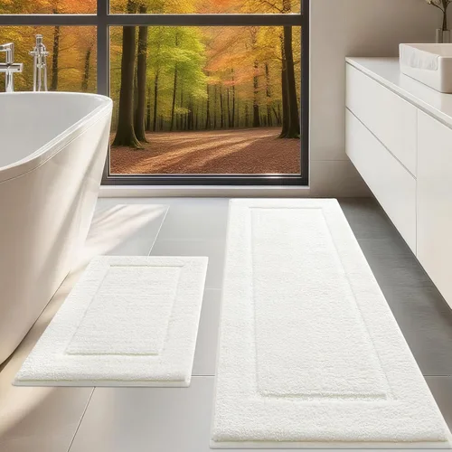 Vista 24 de Alfombras de baño de 24 x 17 pulgadas, microfibra extra suave y absorbente, parte trasera antideslizante, secado rápido, lavable a máquina, tapetes