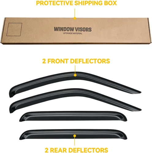 Vista 180 de Visera de ventana para Jeep Cherokee 1984-2001 (Excluye Modelo Limited), Protectores Guards Shields de lluvia de canal exterior, Deflector