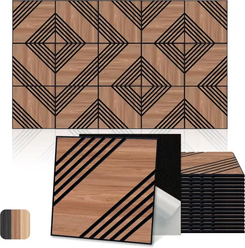 Vista 7 de Mollywell Paneles acústicos hexagonales, nogal S4, 14 x 12 x 0.4 pulgadas, paquete de 12 unidades chapa de madera Paneles de pared de alta