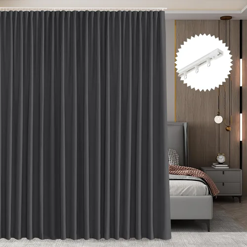 Vista 16 de RYB HOME Cortina de puerta con guía de techo, cortinas opacas de privacidad para puerta francesa, dormitorio, sala de estar, ventana de bahía