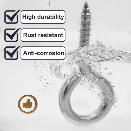 Vista 5 de ACCZIO Paquete de 8 tornillos de ojo de acero inoxidable 304, tornillos de gancho de ojo de 2.5 pulgadas M6 de servicio pesado, pernos de ojo