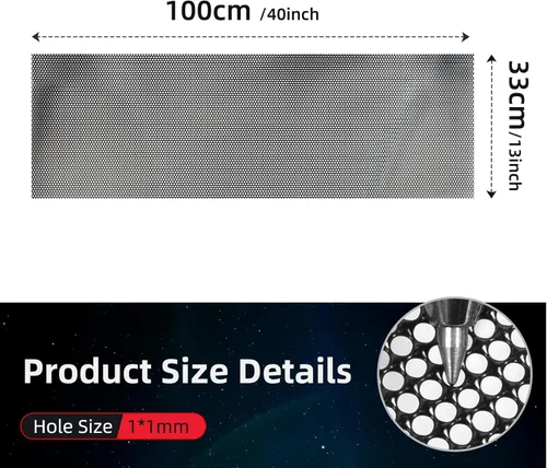 Vista 2 de AggAuto Malla universal para parrilla de coche de 40"x13" - 100x33cm de acero inoxidable recubierto de PVC, inserto de pantalla de rejilla