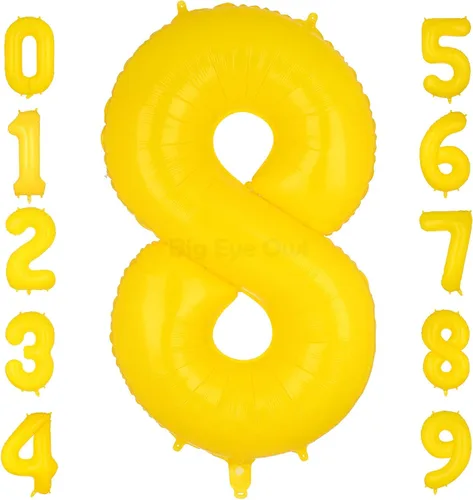 Vista 12 de Globos grandes de papel de aluminio amarillo número 0 de 40 pulgadas, helio grande Mylar Zero globo para decoración de fiesta de cumpleaños