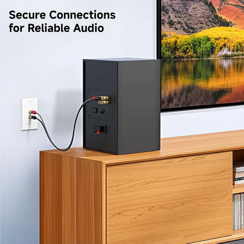 Vista 2 de Cable Matters Paquete de 2 placas de pared de alambre para altavoz, placa de pared de altavoz chapada en oro con poste de encuadernación de enchufe