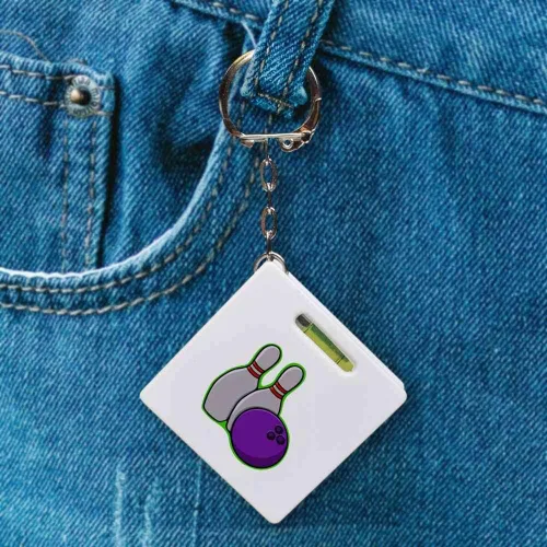 Vista 3 de Bola de boliche y bolos' Llavero de cinta métrica/herramienta de nivel de alcohol (KM00022975)