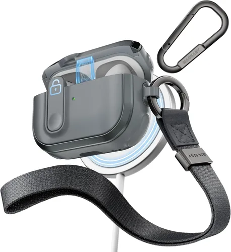 Vista 14 de MAGEASY Odyssey - Funda para AirPods Pro 2, funda resistente para AirPods Pro con bloqueo seguro, clip de mosquetón para protección a prueba