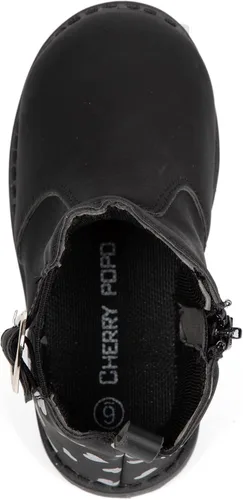 Vista 3 de CHERRY POPO Botas de piel de vestir para niñas, botines cortos de moda para invierno, otoño, zapatos clásicos con cremallera lateral
