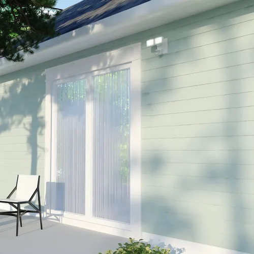 Vista 9 de VAXCEL Luz de inundación LED integrada de 2200 lm con sensor de movimiento de doble cabezal para exteriores con 4 modos, activada por movimiento