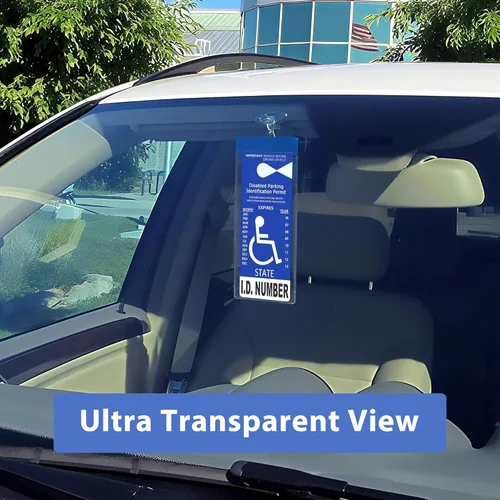 Vista 6 de LotFancy Soporte para cartel para discapacitados, funda protectora para permiso de estacionamiento para discapacitados, 2 piezas, cubierta de cartel