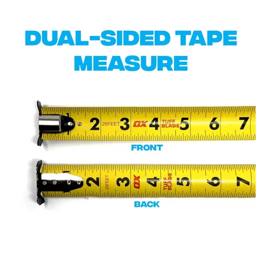 Vista 9 de OX Tools Tuff Blade - Cinta métrica magnética de construcción a prueba de golpes con doble gancho magnético - Hoja de 1 1/4 pulgadas de ancho