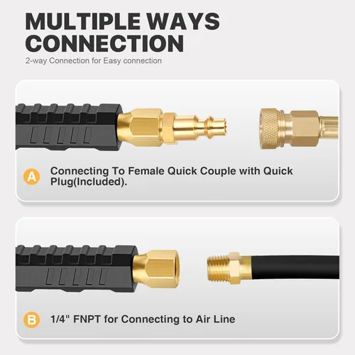 Vista 5 de LUMITECO Mandril de Aire de Doble Cabezal de Alcance Extendido de 12", Conexión de 2 Vías 1/4" FNPT Recto con Bloqueo de Pie en Mandril de Inflado
