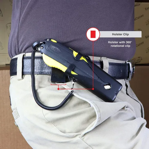 Vista 9 de Easy Box Cutter, cortador de cinta adicional en la parte posterior, guía de borde lateral doble, ajuste de profundidad de 3 cuchillas, 2 cuchillas