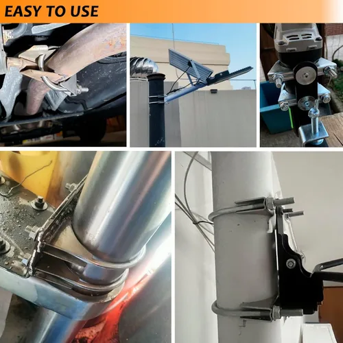 Vista 6 de Abrazadera de escape de acero inoxidable 304 de 1.25 pulgadas, abrazaderas de suspensión de escape, abrazadera de silenciador, pernos en U de 1.25