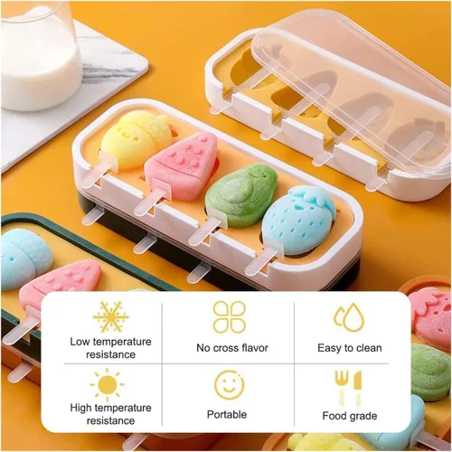 Vista 3 de Moldes de mini paletas reutilizables para niños y bebés, moldes reutilizables para paletas lindas de frutas y animales, moldes de silicona sin BPA