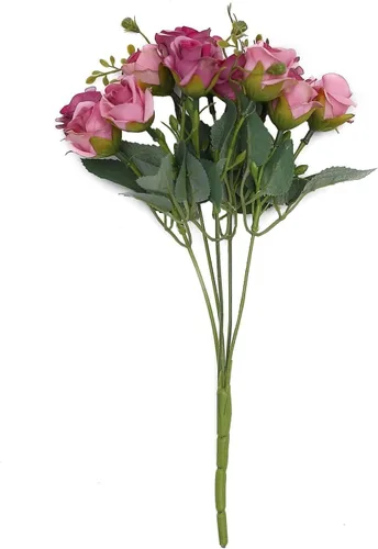 Vista 7 de Efavormart - Paquete de 2 ramos de rosas artificiales abiertas de 12 pulgadas, arreglos florales sintéticos pequeños