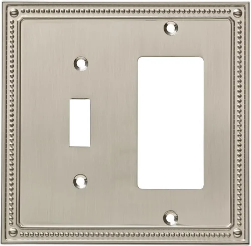 Vista 14 de Marco cobertor clásico de pared para interruptor de luz único con diseño de bolitas Franklin Brass, Plateado, W35065-SN-C