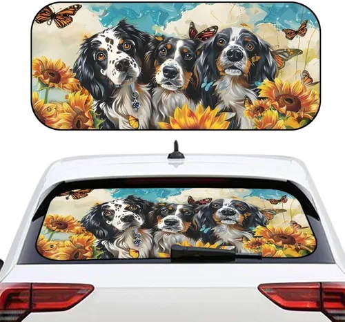 Vista 38 de Biyejit Parasol para ventana trasera de coche de vaca blanca y negra con ventosa, accesorios de automóvil con estampado de vaca, bloqueador solar