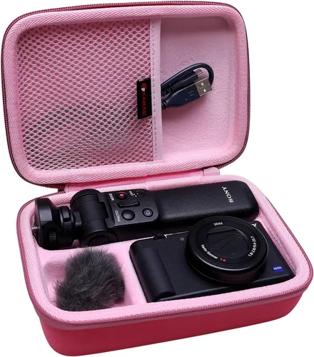 Vista 9 de XANAD Estuche de viaje para cámara Sony ZV-1F / ZV-1 / ZV-1 II con kit de accesorios Vlogger, trípode (GP-VPT2 BT) y micrófono, con correa