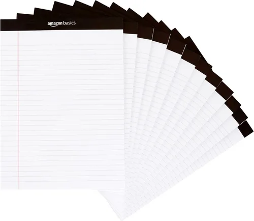 Vista 10 de Amazon Basics Bloc de notas de escritura con rayas anchas de 50 hojas, 8.5 x 11.75 pulgadas, paquete de 12, 600 hojas perforadas, canario