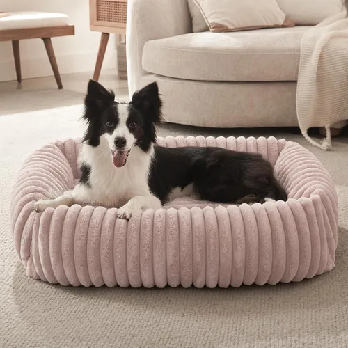 Vista 25 de FURTIME Cama para perros de tamaño mediano, cama ortopédica lavable para mascotas con funda extraíble, rectangular, suave, relajante, para Beige