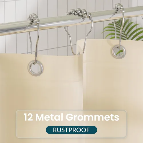 Vista 3 de Titanker Forro de cortina de ducha de plástico, 72 x 72 pulgadas, forro de ducha beige ligero de PEVA, cortinas de ducha para baño, forro de ducha