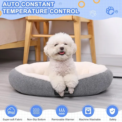 Vista 2 de Cama para gatos con calefacción para interiores, cama térmica para mascotas para gatos de interior, gatitos, perros pequeños, cachorros, lavable a