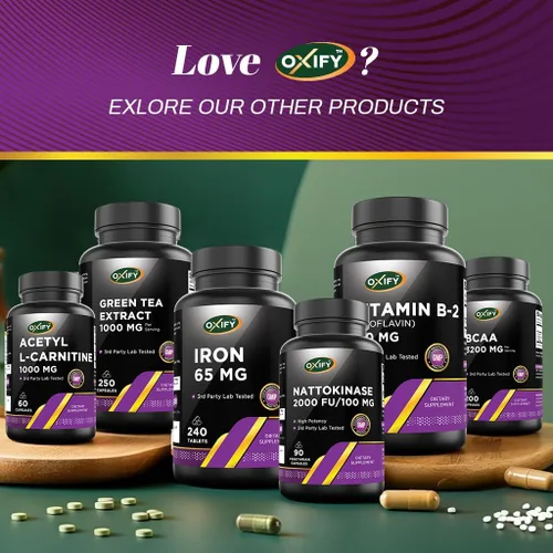 Vista 3 de Oxify Complejo de ginseng de 1000 mg con B12 y jalea real 120 cápsulas Sin gluten, sin OMG Suplemento fabricado en Estados Unidos