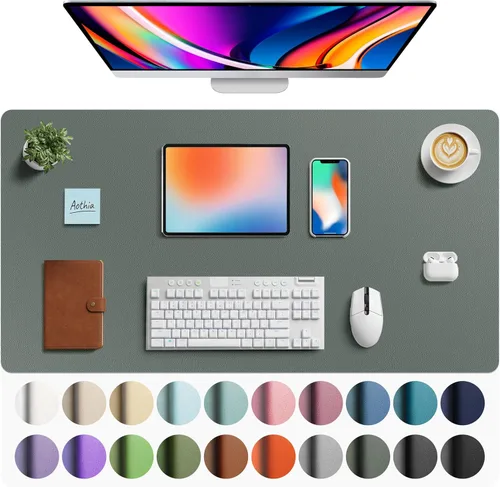 Vista 131 de Aothia - Protector de escritorio de cuero sintético, base para mouse y cubierta antideslizante, superficie impermeable para laptop y escritura