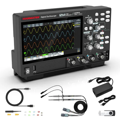 Vista 9 de HANMATEK DOS1102 - Osciloscopio digital con 110 MHz de ancho de banda, 2 canales y pantalla de 7 pulgadas / 18 cm, pantalla TFT-LCD, kit