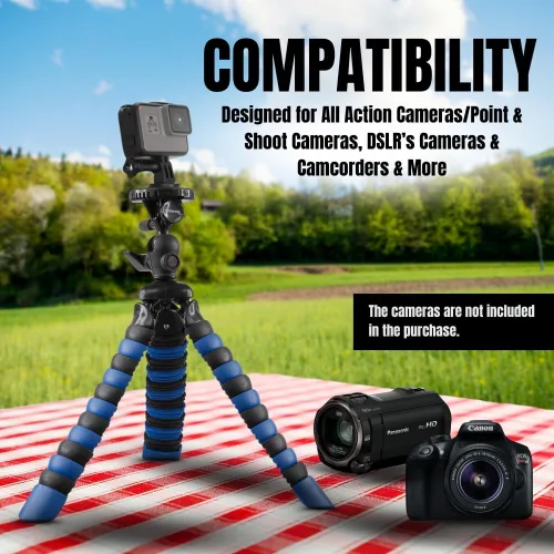 Vista 3 de Ultimaxx Trípode flexible azul de 12 pulgadas con patas envolventes y placa de montaje de liberación rápida para todas las cámaras de apuntar