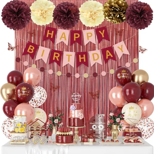 Vista 8 de Decoraciones de Cumpleaños Neutras para Mujeres y Niñas, Globos con Confeti Blanco Arena Dorado con Estampado Metálico, Calcomanías de Mariposa