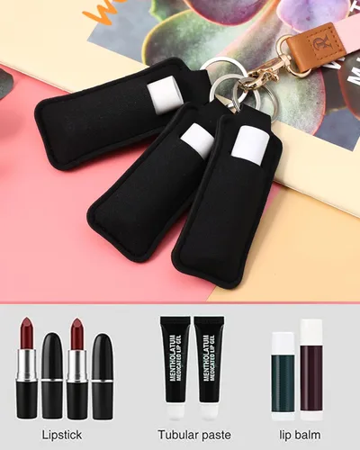 Vista 2 de COOKOOKY Chapstick - Llavero con clip para bálsamo labial, con clip, lápiz labial, brillo de labios, llavero