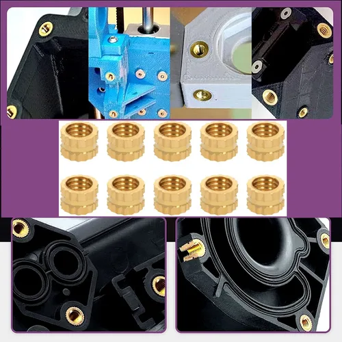 Vista 7 de MroMax Tuercas de inserción moleteadas de 1/4 pulgadas, 1/4 pulgadas -0.787 x 0.236 in de alto x 0.315 in (OD), tuercas de inserción moleteadas