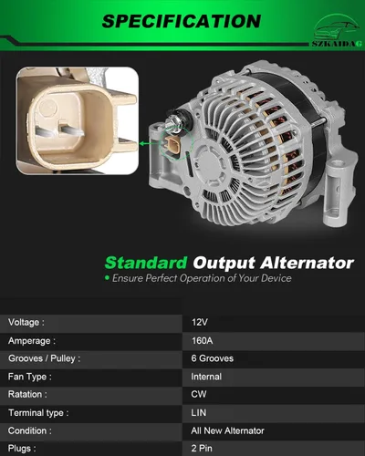 Vista 43 de Alternador de 4.0L para: Ford Explorer 2002 2003 2004, Explorer Sport Trac 2001-2004 para: Mercury Mountaineer 2001-2004, polea de 6 ranuras de 12V