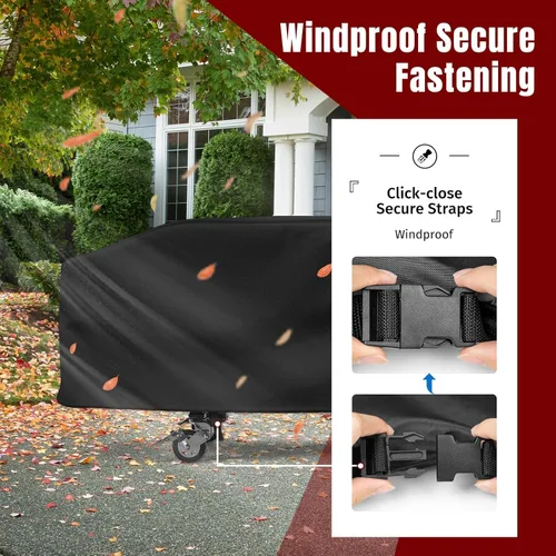 Vista 7 de Cubierta para parrilla Blackstone de 36 pulgadas y más parrillas de 4 quemadores con tapa abatible - Impermeable, ligera - Correas de cierre Negro