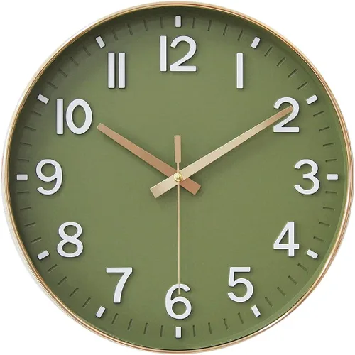 Vista 8 de HZDHCLH Reloj de pared de cuarzo moderno, funciona con pilas, 12 pulgadas, silencioso, sin tictac, números 3D, reloj redondo para pared, reloj