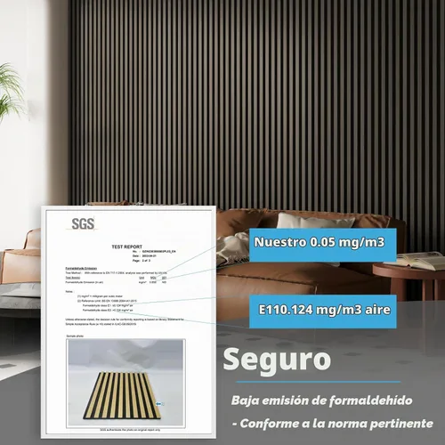 Vista 6 de [Usado] Art3d Paquete de 2 paneles acústicos de madera de 48 x 24 pulgadas para pared, paneles de listones de madera insonorizados para pared