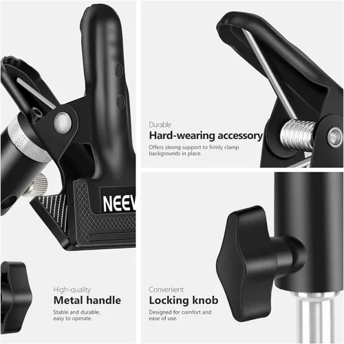 Vista 7 de NEEWER Soporte de abrazadera de metal resistente para estudio fotográfico con accesorio de soporte de luz de 5/8 pulgadas para reflector