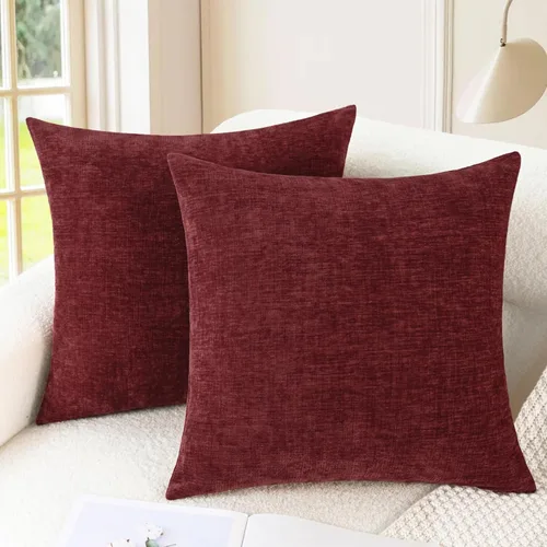 Vista 64 de CaliTime - Paquete de 2 fundas de almohada acogedoras para sofá, decoración del hogar, felpilla suave teñida sólida, 16 x 16 pulgadas, marrón Marrón
