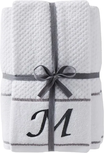 Vista 13 de SKL Home by Saturday Knight Ltd. Monogram "D" - Juego de toallas de baño y manos, color blanco, paquete de 4