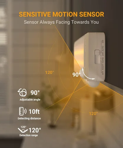 Vista 3 de Lyridz 80 luces LED con sensor de movimiento para debajo del gabinete, inalámbricas, sensor PIR ajustable de 0-90° para cocina, luces de armario