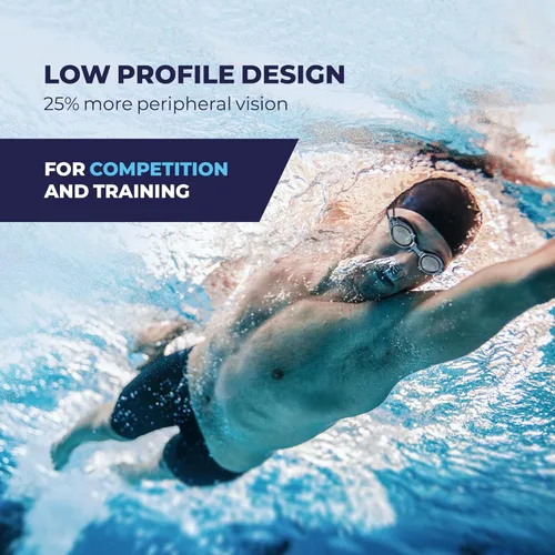 Vista 4 de Gafas de natación de carreras antivaho con correa elástica, estuche rígido y gafas de natación adicionales, paño de limpieza de microfibra