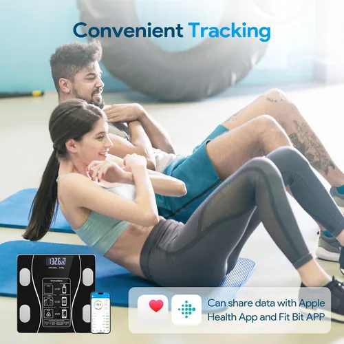 Vista 5 de Bluetooth Smart Scale for Body Weight, Bluetooth Smart Scale for Body Weight, Fat, Muscle & BMI Comprehensive Health Metrics with Effortless black