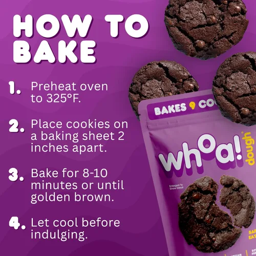 Vista 3 de Whoa Dough Masa Lista para Hornear de Galletas Sabor Brownie – Certificada Sin OGM, Kosher, Sin Gluten – Masa para Snack a Base de Plantas Hecha