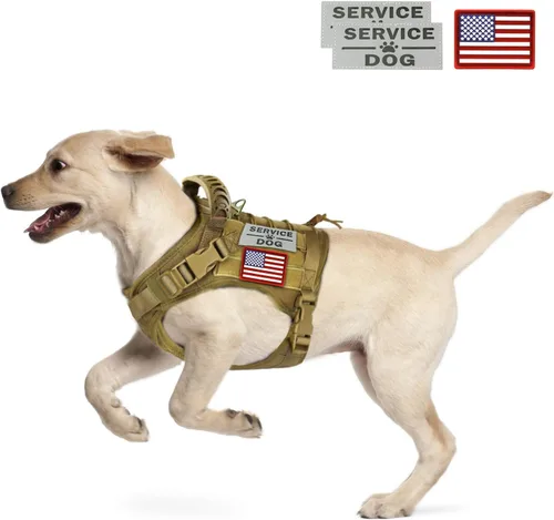 Vista 8 de Arnés táctico para perro, chaleco de entrenamiento al aire libre, chaleco militar K9 de patrulla para perro, arnés táctico ajustable para cachorros