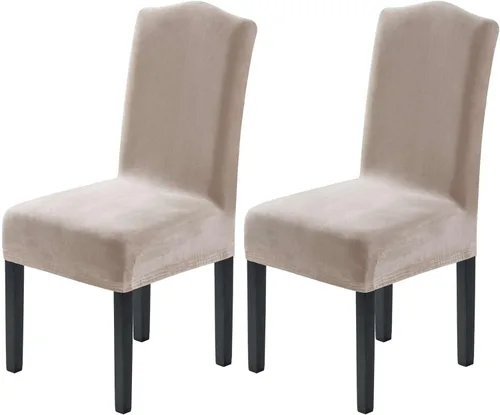 Vista 31 de H.VERSAILTEX Juego de 4 fundas elásticas para sillas de comedor, fundas protectoras para sillas Parson, tela de terciopelo sólido suave y gruesa