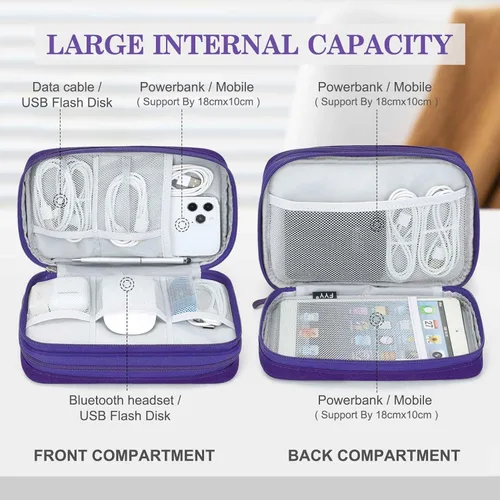 Vista 172 de FYY Organizador para accesorios electrónicos, para viajes, para cables, celular y cargadores, estuche portátil, impermeable, doble capa, bolsa