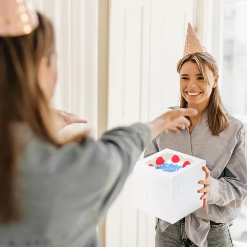 Vista 7 de Moretoes 10 cajas para pasteles de 8x8x8 pulgadas con ventana, cajas blancas para postres de panadería, Cajas Pasteles para pastel, Día de San